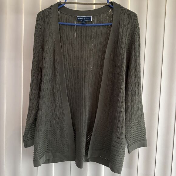 Karen Scott Hunter Green Cardigan Women’s sz M - Picture 1 of 11
